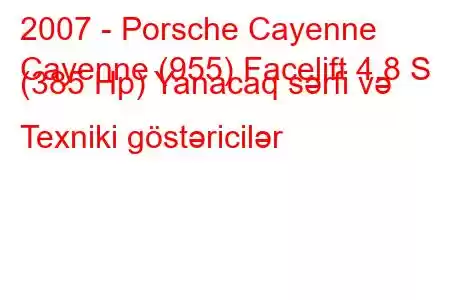 2007 - Porsche Cayenne
Cayenne (955) Facelift 4.8 S (385 Hp) Yanacaq sərfi və Texniki göstəricilər