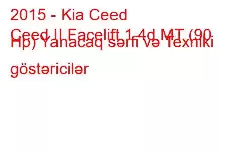 2015 - Kia Ceed
Ceed II Facelift 1.4d MT (90 Hp) Yanacaq sərfi və Texniki göstəricilər