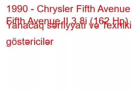 1990 - Chrysler Fifth Avenue
Fifth Avenue II 3.8i (162 Hp) Yanacaq sərfiyyatı və Texniki göstəricilər