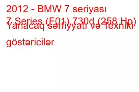 2012 - BMW 7 seriyası
7 Series (F01) 730d (258 Hp) Yanacaq sərfiyyatı və Texniki göstəricilər