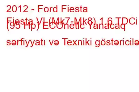 2012 - Ford Fiesta
Fiesta VI (Mk7-Mk8) 1.6 TDCi (95 Hp) ECOnetic Yanacaq sərfiyyatı və Texniki göstəricilər