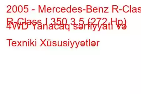 2005 - Mercedes-Benz R-Class
R-Class I 350 3.5 (272 Hp) 4WD Yanacaq sərfiyyatı və Texniki Xüsusiyyətlər