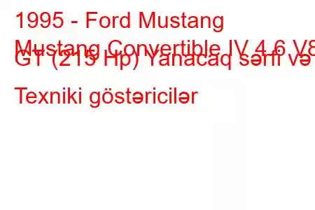 1995 - Ford Mustang
Mustang Convertible IV 4.6 V8 GT (215 Hp) Yanacaq sərfi və Texniki göstəricilər