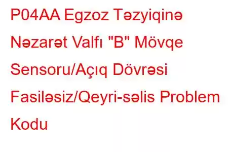 P04AA Egzoz Təzyiqinə Nəzarət Valfı 