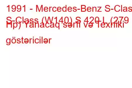 1991 - Mercedes-Benz S-Class
S-Class (W140) S 420 L (279 Hp) Yanacaq sərfi və Texniki göstəricilər