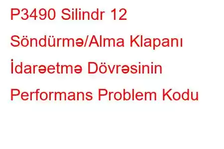 P3490 Silindr 12 Söndürmə/Alma Klapanı İdarəetmə Dövrəsinin Performans Problem Kodu