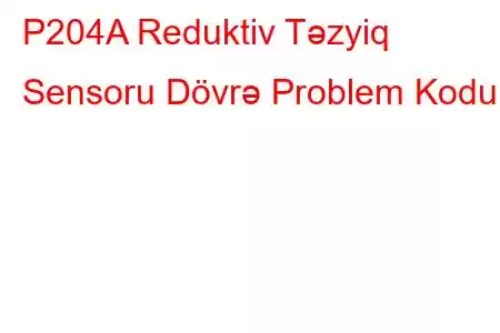 P204A Reduktiv Təzyiq Sensoru Dövrə Problem Kodu