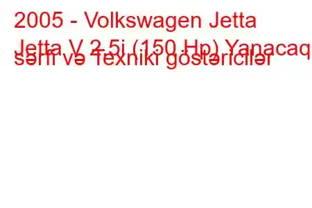 2005 - Volkswagen Jetta
Jetta V 2.5i (150 Hp) Yanacaq sərfi və Texniki göstəricilər