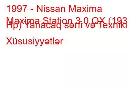 1997 - Nissan Maxima
Maxima Station 3.0 QX (193 Hp) Yanacaq sərfi və Texniki Xüsusiyyətlər