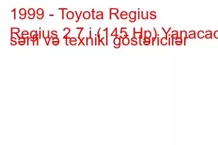 1999 - Toyota Regius
Regius 2.7 i (145 Hp) Yanacaq sərfi və texniki göstəricilər