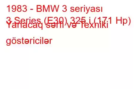 1983 - BMW 3 seriyası
3 Series (E30) 325 i (171 Hp) Yanacaq sərfi və Texniki göstəricilər