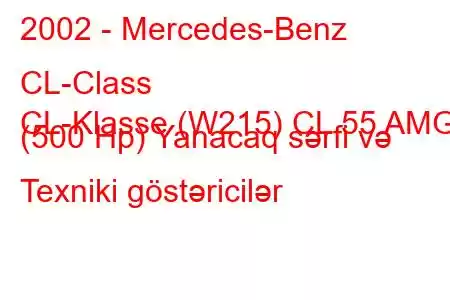 2002 - Mercedes-Benz CL-Class
CL-Klasse (W215) CL 55 AMG (500 Hp) Yanacaq sərfi və Texniki göstəricilər