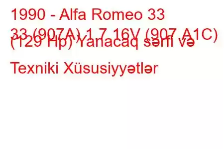 1990 - Alfa Romeo 33
33 (907A) 1.7 16V (907.A1C) (129 Hp) Yanacaq sərfi və Texniki Xüsusiyyətlər