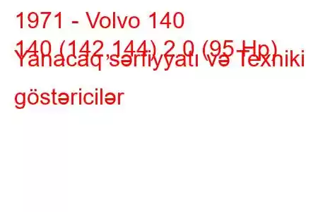 1971 - Volvo 140
140 (142,144) 2.0 (95 Hp) Yanacaq sərfiyyatı və Texniki göstəricilər