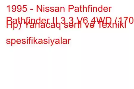 1995 - Nissan Pathfinder
Pathfinder II 3.3 V6 4WD (170 Hp) Yanacaq sərfi və Texniki spesifikasiyalar