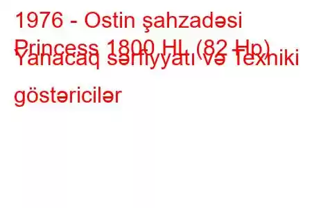 1976 - Ostin şahzadəsi
Princess 1800 HL (82 Hp) Yanacaq sərfiyyatı və Texniki göstəricilər