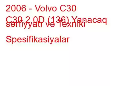 2006 - Volvo C30
C30 2.0D (136) Yanacaq sərfiyyatı və Texniki Spesifikasiyalar