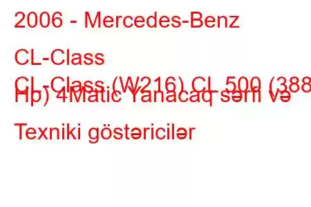 2006 - Mercedes-Benz CL-Class
CL-Class (W216) CL 500 (388 Hp) 4Matic Yanacaq sərfi və Texniki göstəricilər