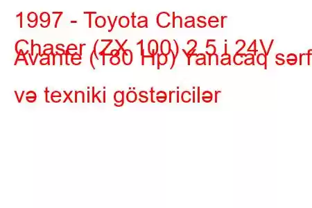 1997 - Toyota Chaser
Chaser (ZX 100) 2.5 i 24V Avante (180 Hp) Yanacaq sərfi və texniki göstəricilər