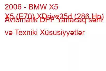 2006 - BMW X5
X5 (E70) XDrive35d (286 Hp) Avtomatik DPF Yanacaq sərfi və Texniki Xüsusiyyətlər